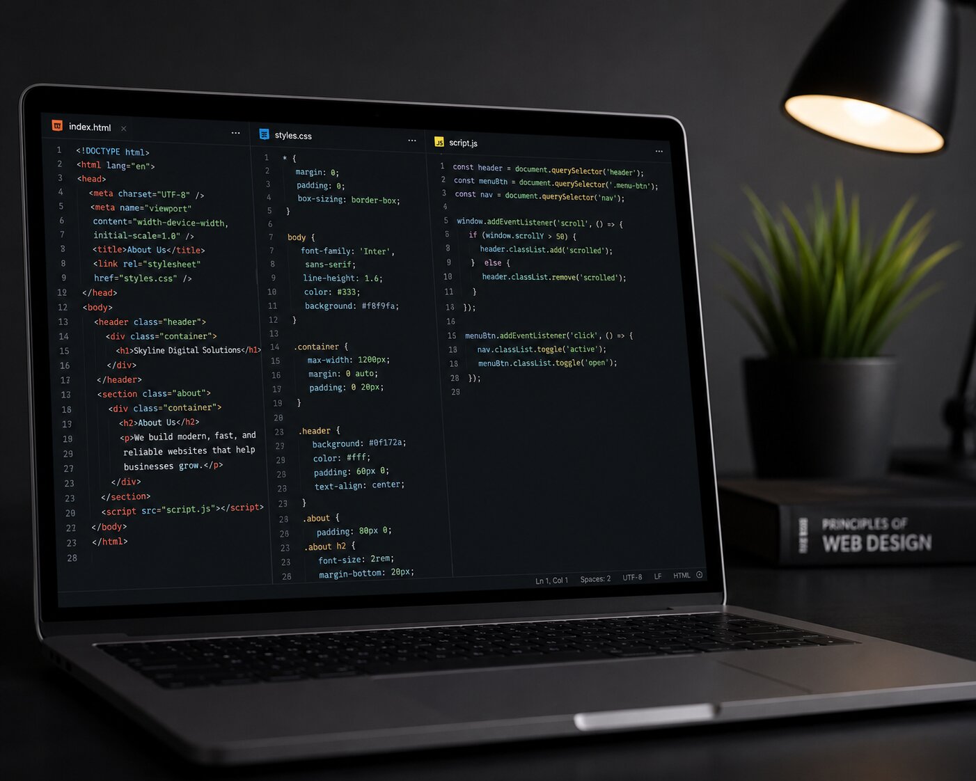 coding on laptop